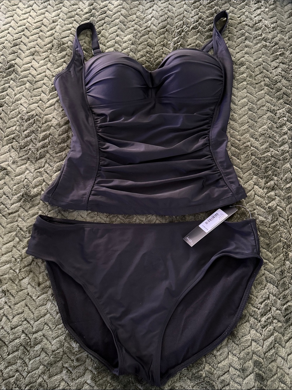 Nicole Miller Plus Size Twisted Bandeau Tankini with Ruching